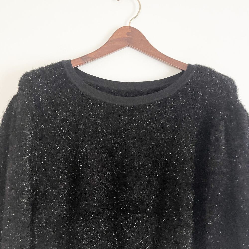 ANTHROPOLOGIE Maeve Pamela Tinsel Shimmer Sweater Black Small S - Picture 4 of 9